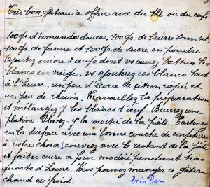 Très bon gâteau à offrir avec du thé ou du café. C'est le titre de la recette retrouvée dans le receuil de ma grandmère paternelle. Je vous donne le texte original qu'elle y a consigné en 1906!  de Belgourmet.eu