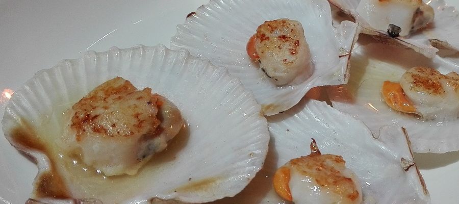 Les coquilles saint Jacques sont sautées à l'ail, puis la sauce est liée à la crème fraîche. La recette comporte une astuce qui permet de travailler à moindre frais en remplaçant quelques noix de saint Jacques par du calmar.  de Belgourmet.eu